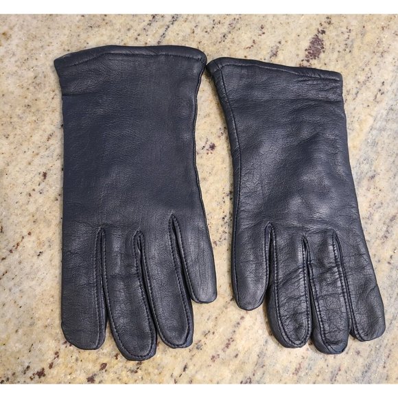 Vtg Mario Papa & Sons Inc Gloves Leather Black Wool Blend Lined Men Size S 4(C) - Picture 1 of 16
